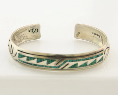 Navajo Cuff Bracelet Sterling Silver Authentic Turquoise Signed Stanley Bain