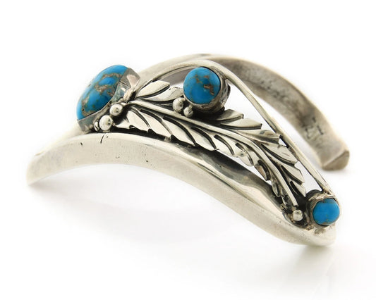 Navajo Cuff Bracelet Sterling Silver Vintage Turquoise Handmade Signed D Zachary