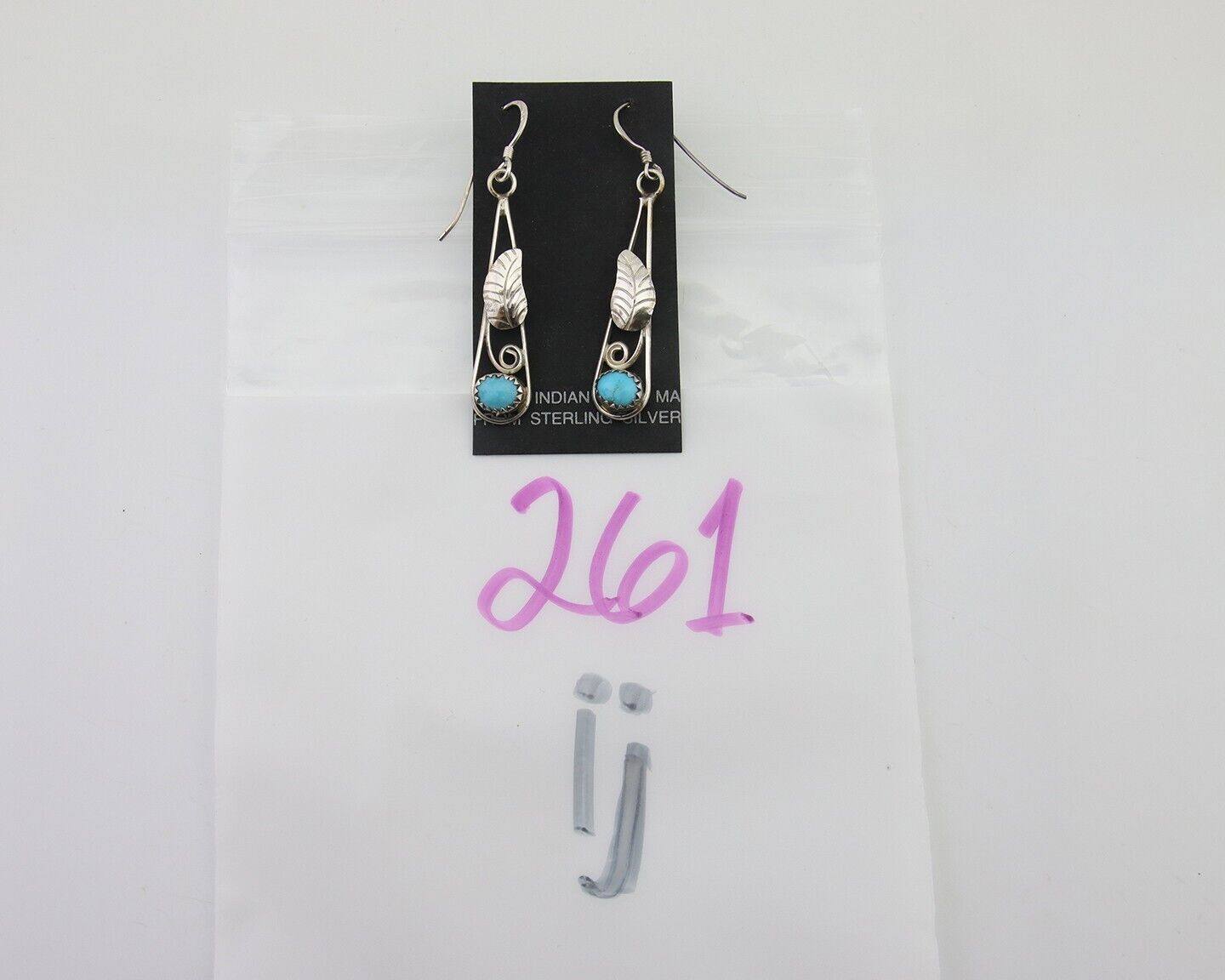 Navajo Dangle Earrings 925 Silver Natural Blue Turquoise Artist Signed JB C.80's