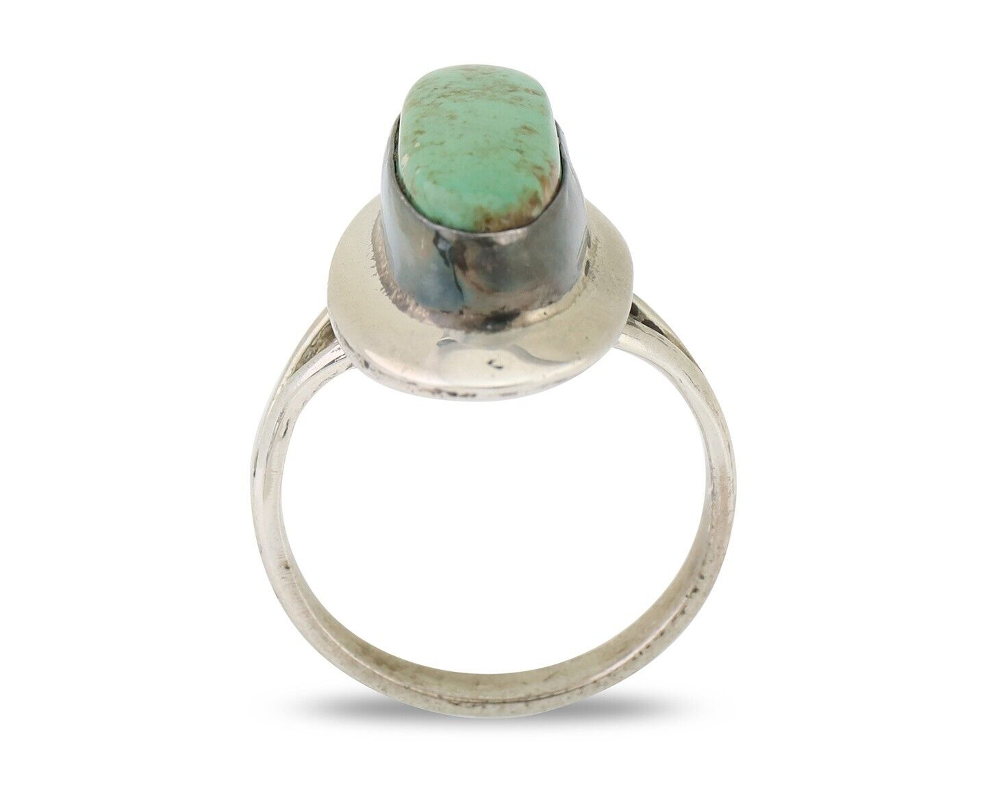 Navajo Ring 925 Silver Kingman Turquoise Artist Signed Kachina C.80's