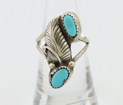 Navajo Handmade Ring 925 Silver Kingman Turquoise Native American Artist C.80's