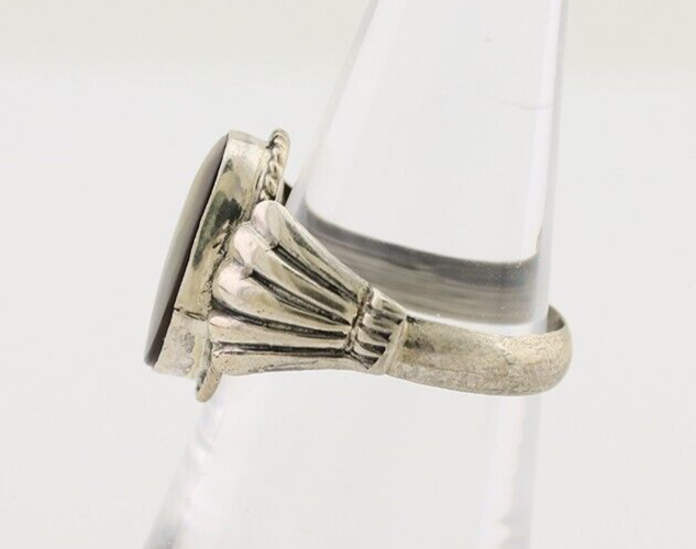 Navajo Handmade Ring 925 Silver Natural Fire Opal Native Artist Size 6.5 C.80's