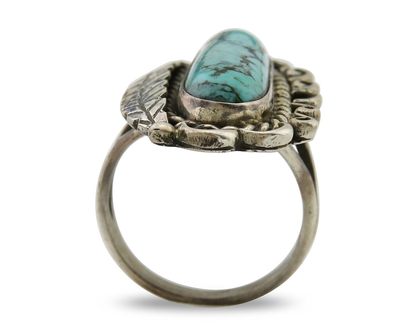 Navajo Ring .925 Sterling Blue Turquoise Artist Signed R Yazzie C.80's