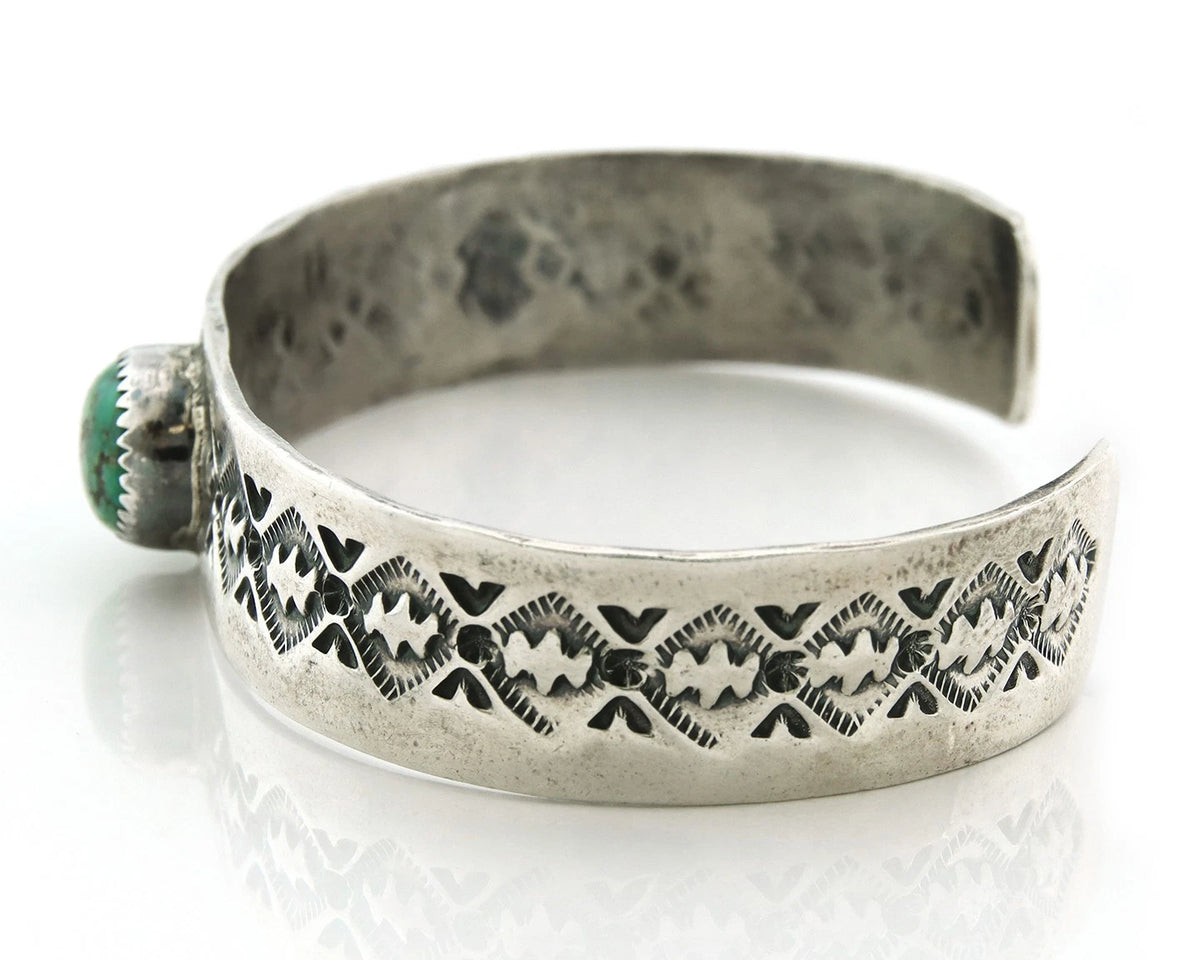 Navajo Cuff Bracelet 925 Sterling Silver Turquoise Vintage Signed Marcella James