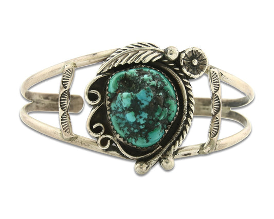 Vintage Navajo Bracelet 925 Silver Turquoise Tradition Handmade Signed Alvin Joe