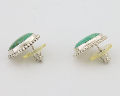 Navajo Stud Earrings 925 Silver Natural Turquoise Native Artist Signed M C.80's