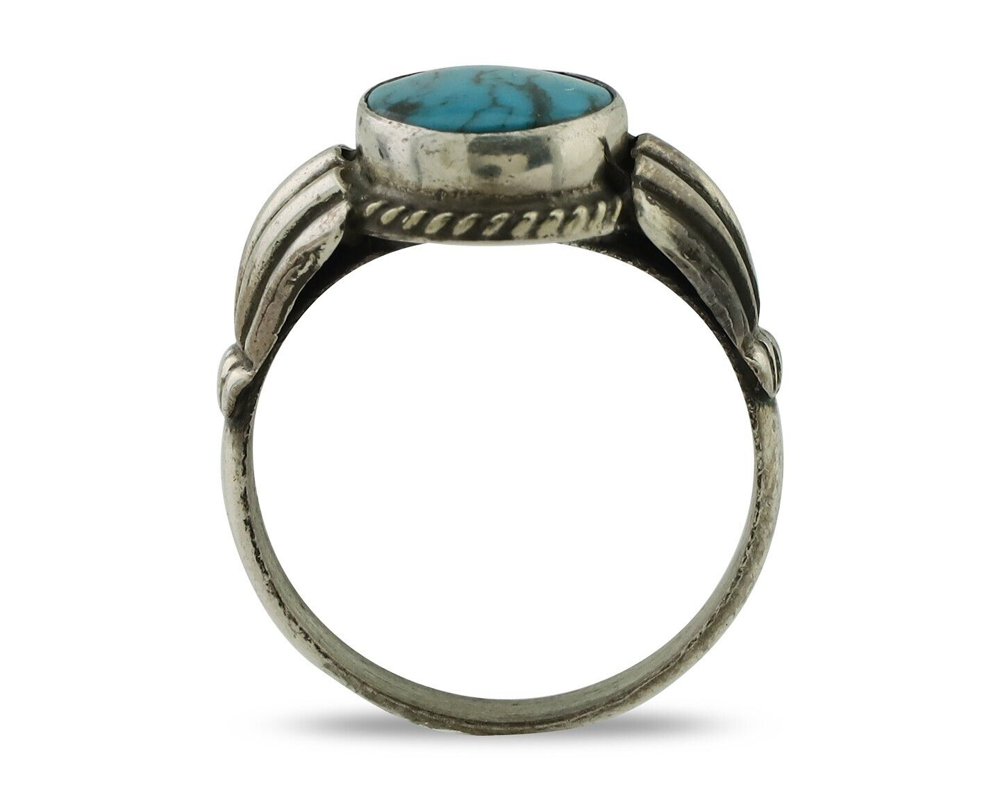 Navajo Handmade Ring 925 Silver Blue Turquoise Native American Artist C.80's