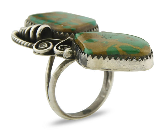 Vintage Navajo Ring 925 Sterling Silver Authentic Manassas Turquoise Size 6.5