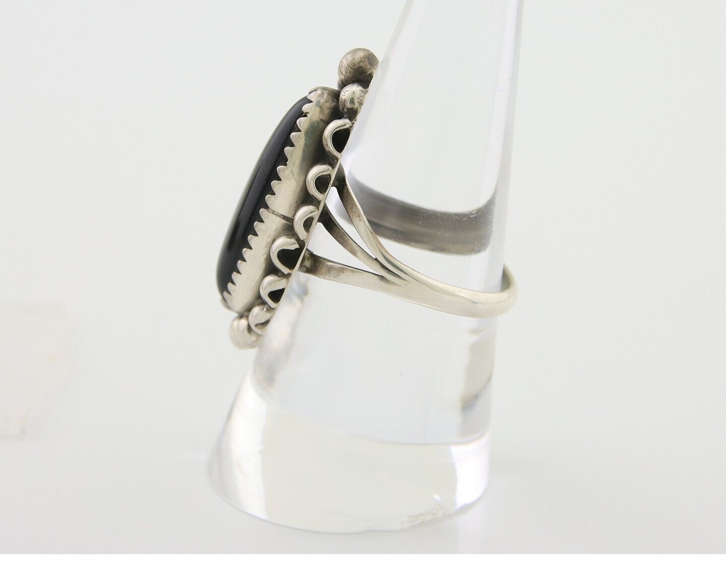Navajo Handmade Ring 925 Silver Black Onyx Artist Signed SC C.80's
