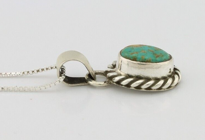 Navajo Necklace 925 Silver Natural Kingman Turquoise Native Artist C.2008