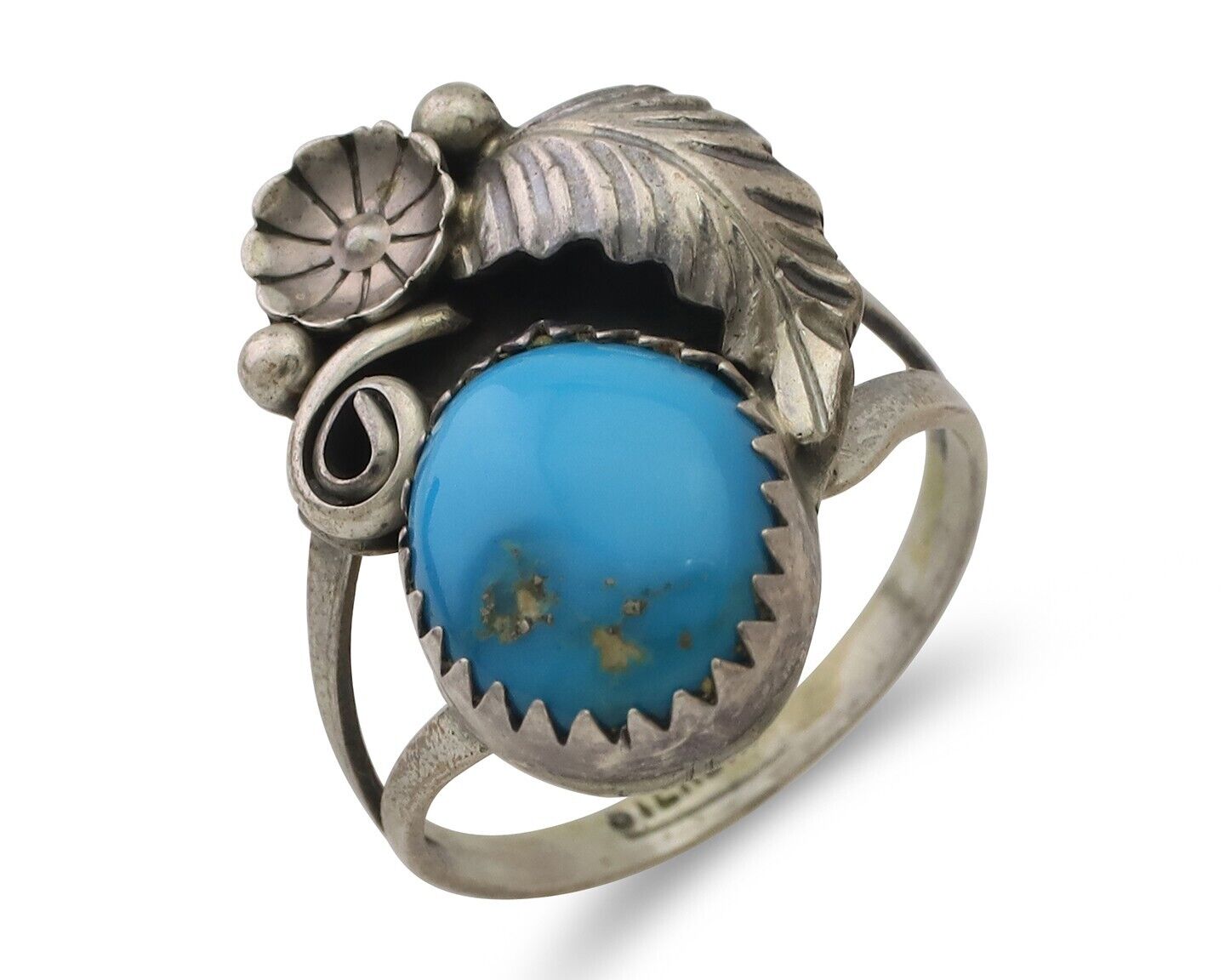 Navajo Ring 925 Silver Morenci Turquoise Native American Artist C.80's