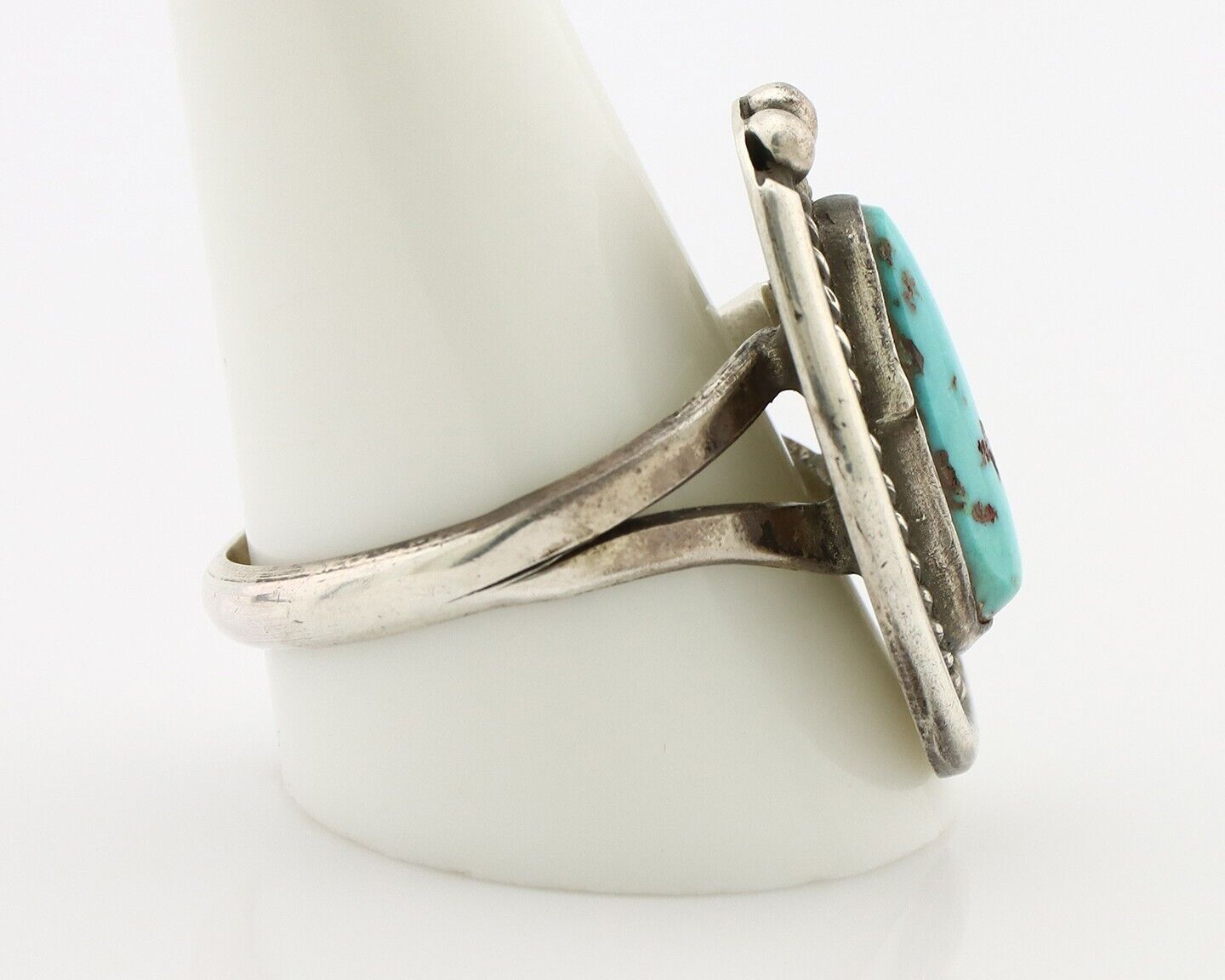 Navajo Ring 925 Silver Blue Turquoise Native American Artist C.80's