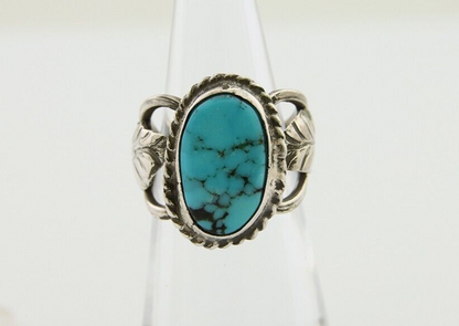 Navajo Ring 925 Silver Natural Blue Turquoise Native American Artist C.80's