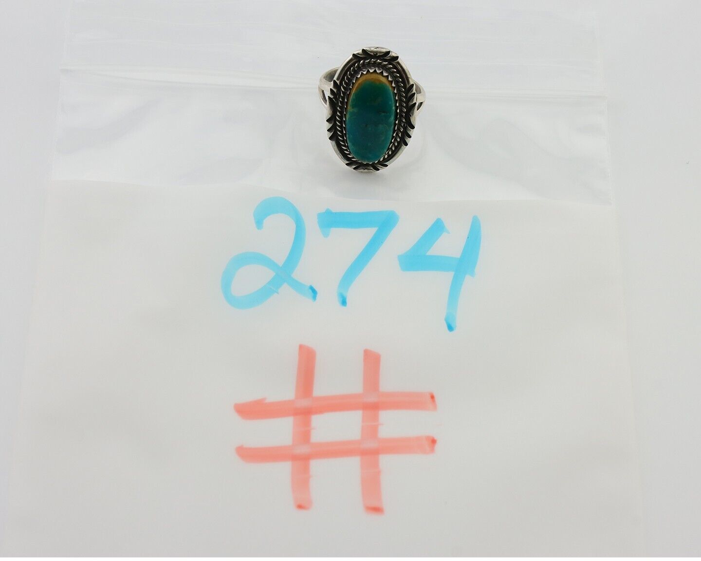 Navajo Ring 925 Silver Natural Blue Turquoise Artist Signed M BEGAY C.80's