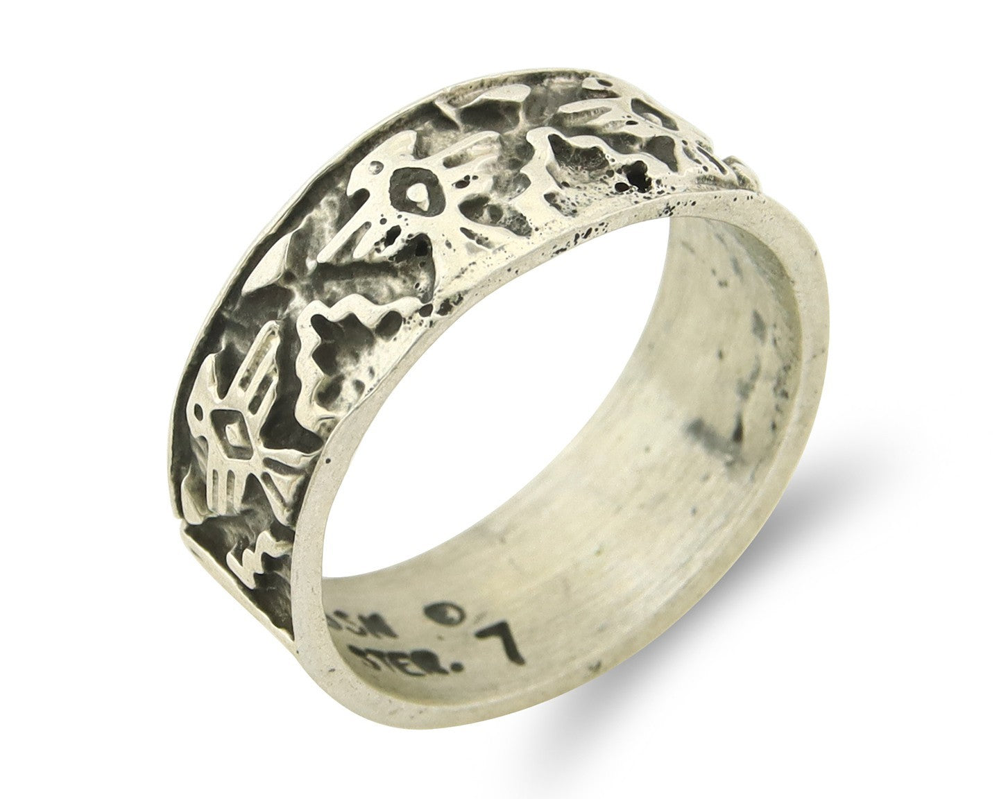 Navajo Band Ring Sterling Silver Vintage Authentic Signed BSM Size 7.0