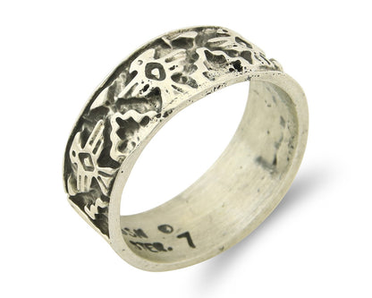 Navajo Band Ring Sterling Silver Vintage Authentic Signed BSM Size 7.0