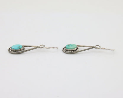 Navajo Dangle Earrings 925 Silver Natural Turquoise Native American Artist C.80s