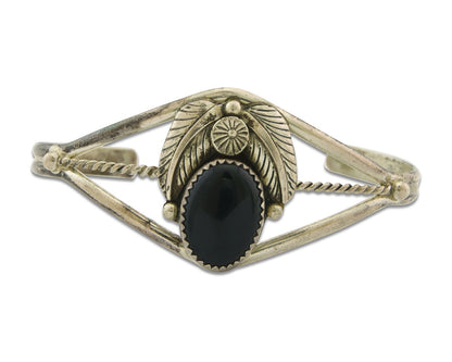 Vintage Navajo Bracelet 925 Silver Onyx Traditional Handmade Native American