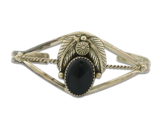 Vintage Navajo Bracelet 925 Silver Onyx Traditional Handmade Native American