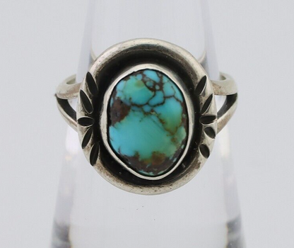 Navajo Ring 925 Silver Kingman Turquoise Native American Artist C.80's