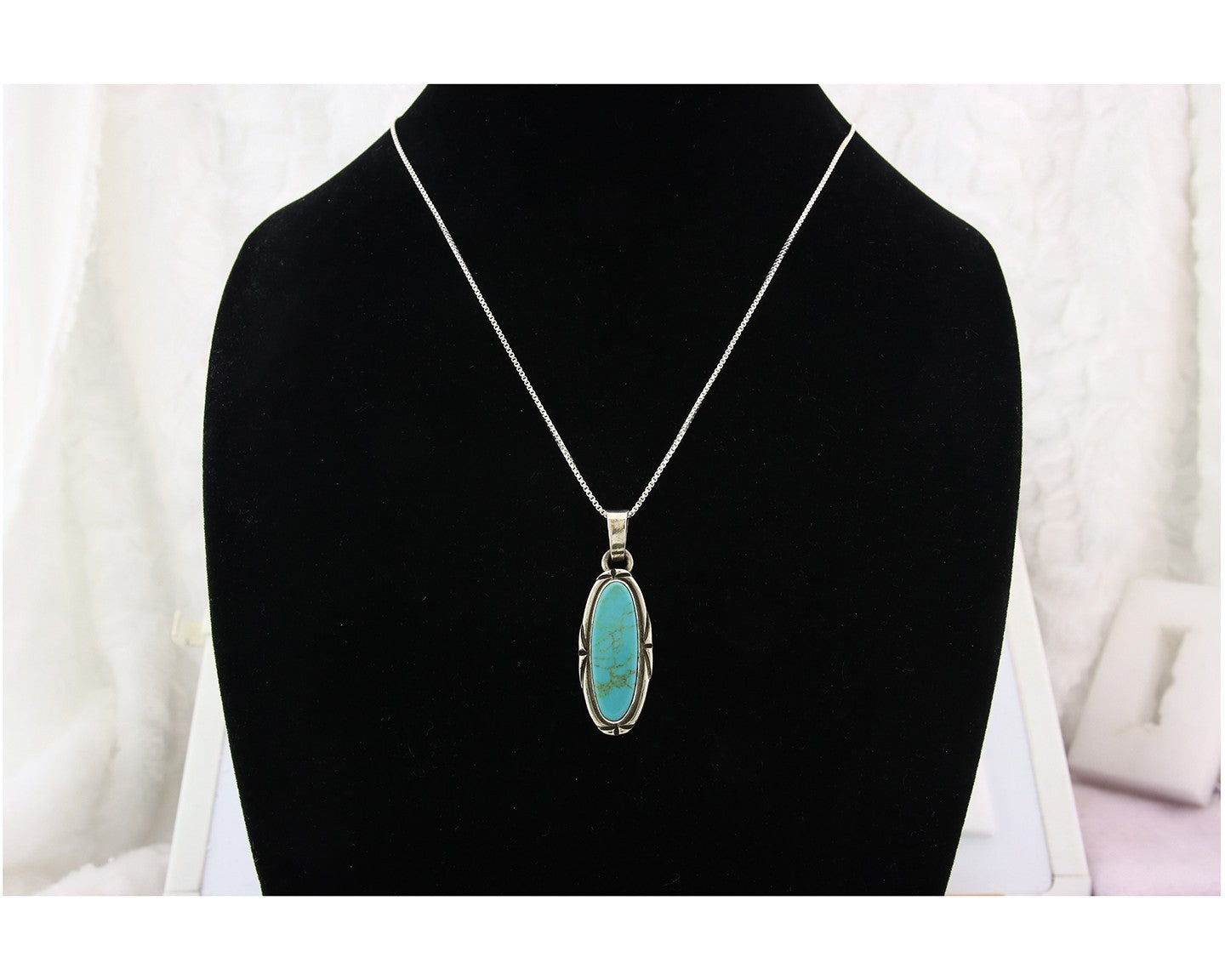 Navajo Necklace Sterling Silver Authentic Turquoise Vintage Native Artist