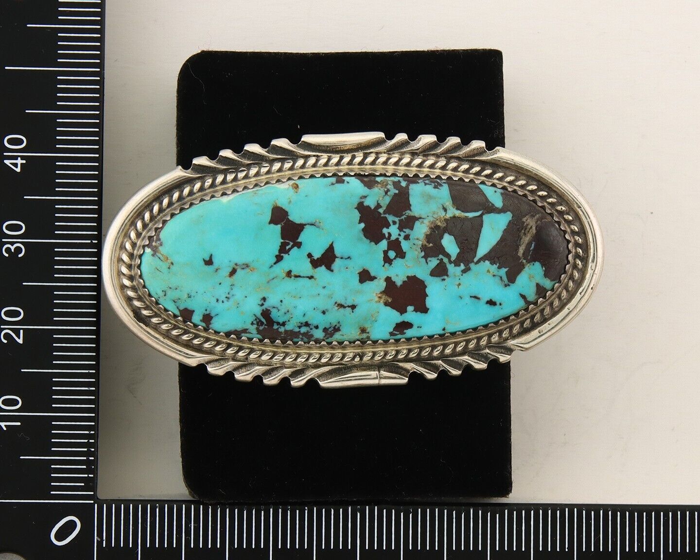 Navajo Ring 925 Sterling Turquoise Signed Begay C.80's Size 7.5