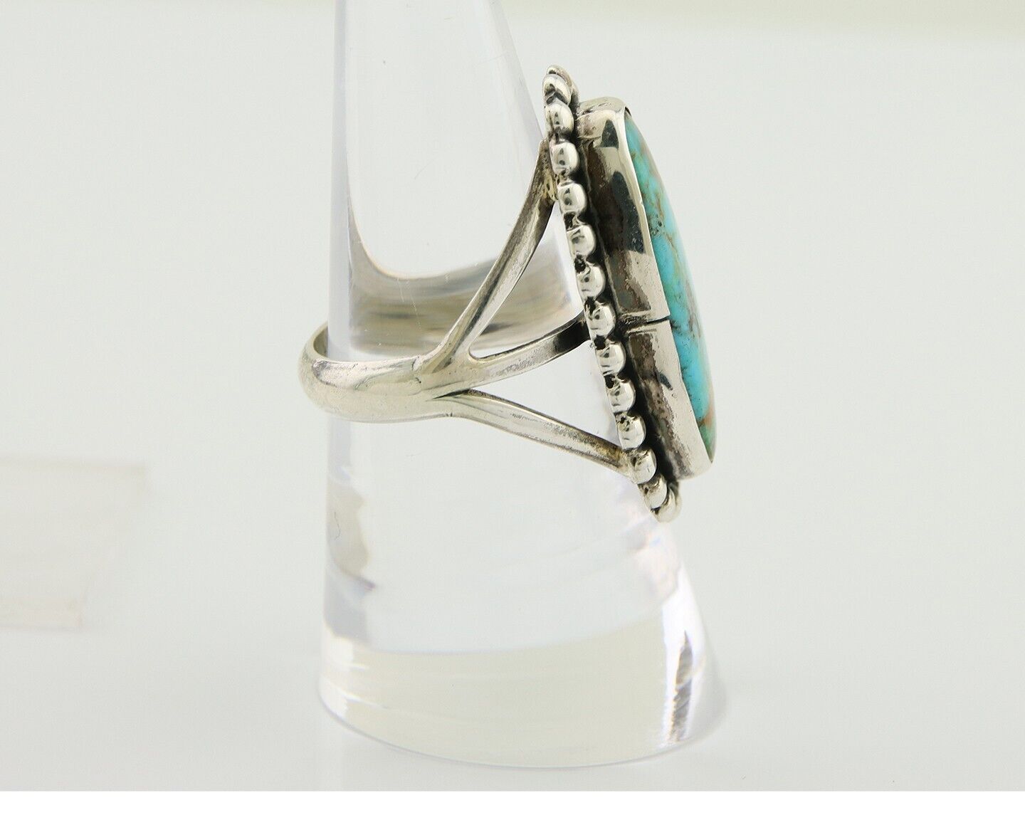 Navajo Shield Ring 925 Silver Arizona Turquoise Native Artist C.80's