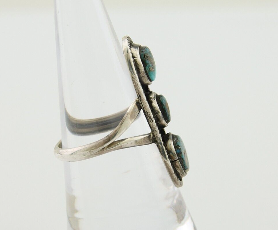 Navajo Ring 925 Silver Natural Blue Turquoise Native American Artist C.80's