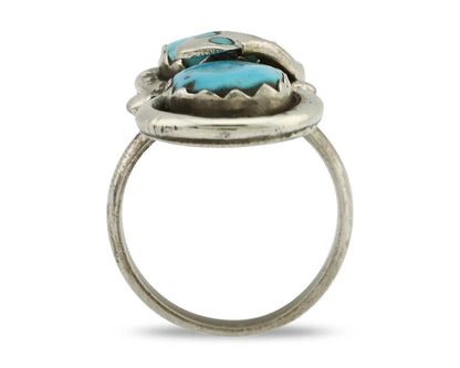 Zuni Ring 925 Silver Sleeping Beauty Turquoise Signed Effie Calavasa C.80's