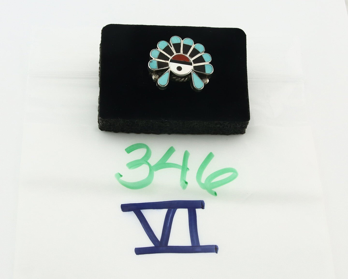 Vintage Zuni Ring 925 Sterling Silver Natural Gemstone Size 7.25