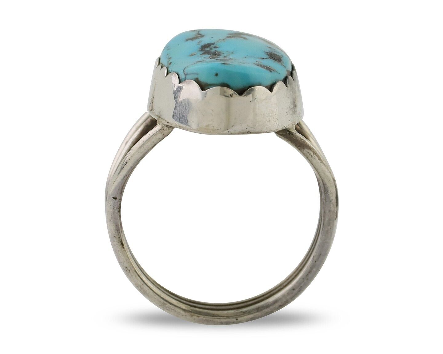 Navajo Ring 925 Silver Natural Blue Turquoise Signed Tony Guerro C.80's