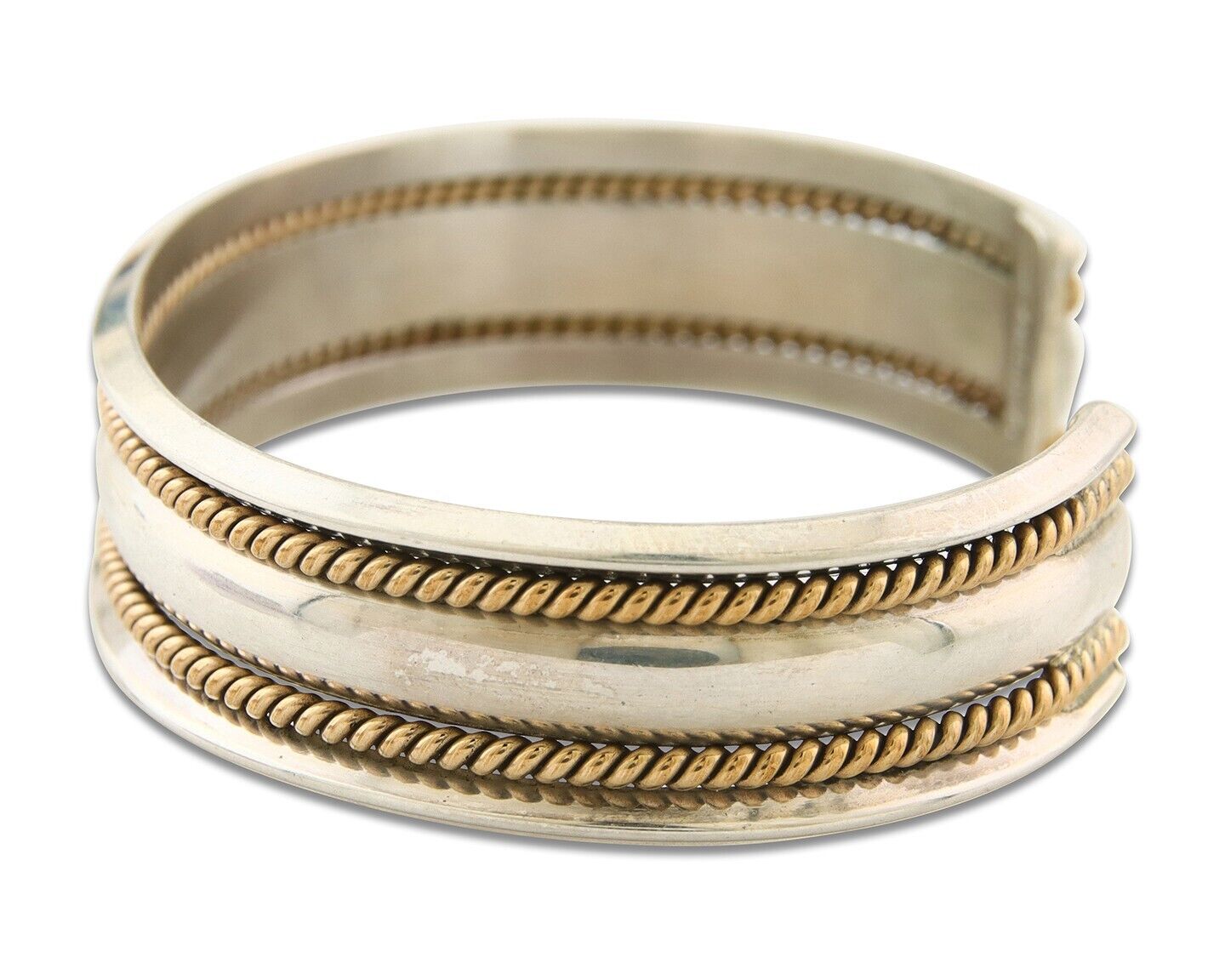 Navajo Bracelet 925 Silver & 12k Yellow Gold Filled Signed TAHE C.80's