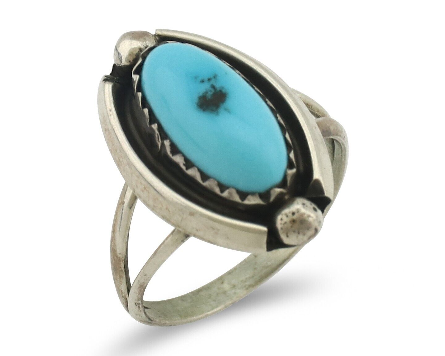 Navajo Ring .925 Silver Sleeping Beauty Turquoise Signed SkyStone Creations C80s