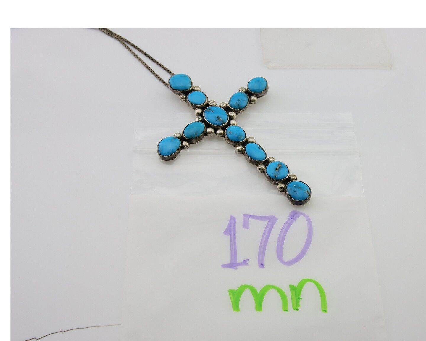 Navajo Necklace 925 Silver Natural Turquoise Native American Artist C.80's