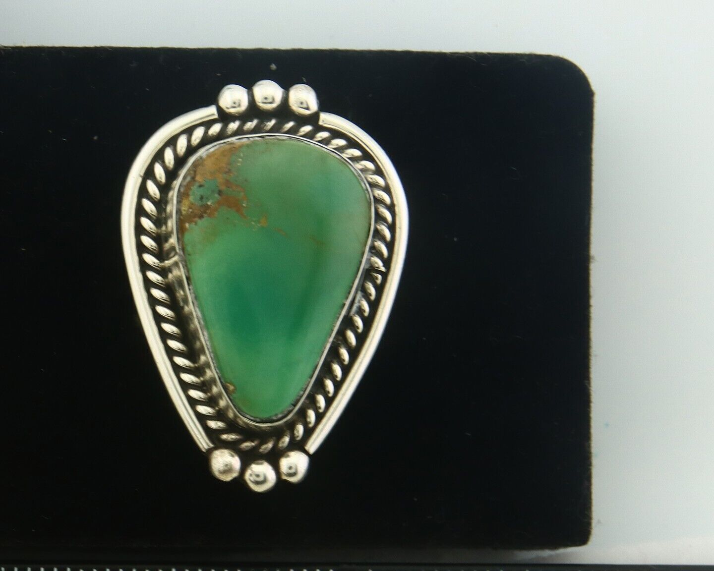 Navajo Ring 925 Sterling Turquoise Handmade Native Artist C.80's Size 5.5
