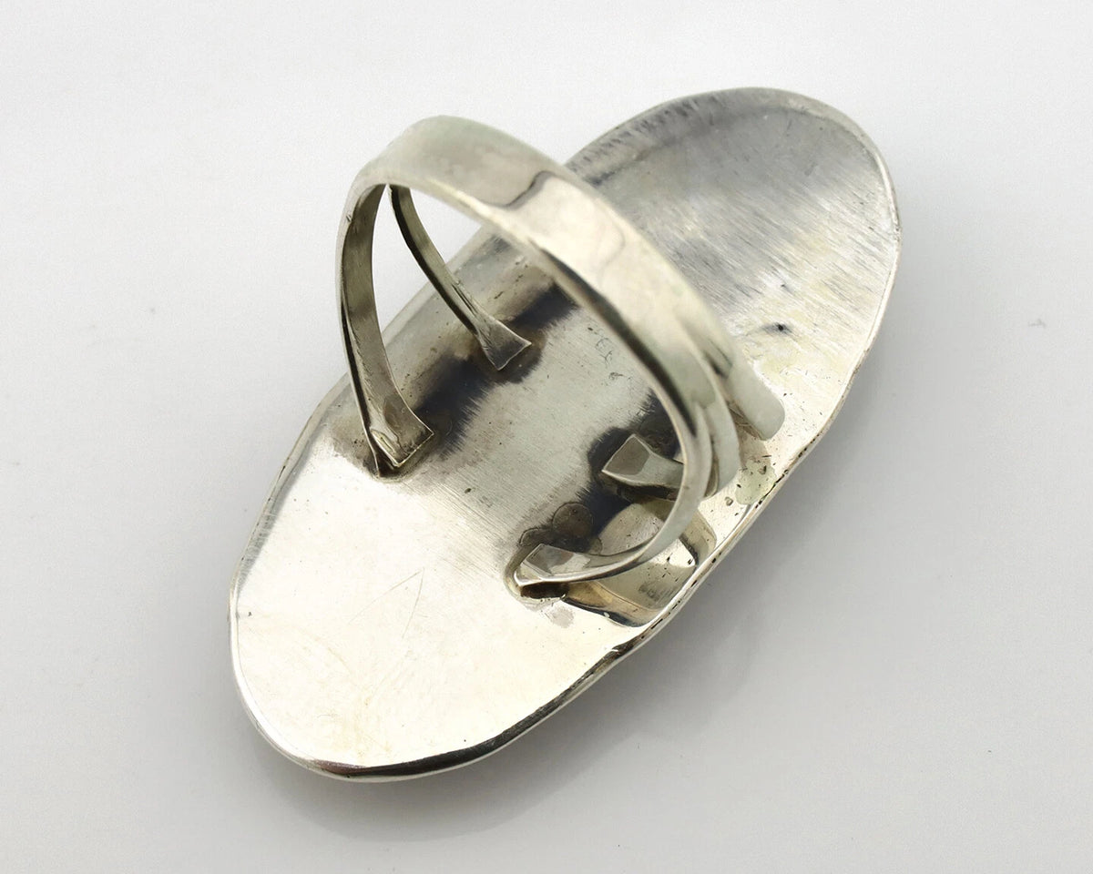 Navajo Ring .925 Silver Blue Southwest Turquoise Artist Talhat C.80's
