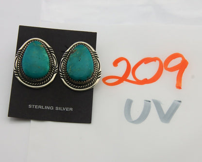 Navajo Earrings 925 Silver Natural Turquoise Artist Signed M Begay C80s