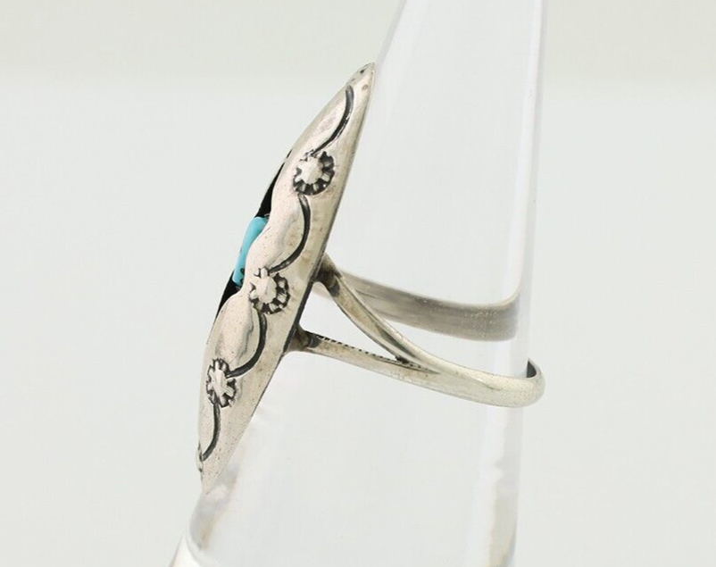 Navajo Ring 925 Silver Natural Blue Turquoise Native American Artist C.80's
