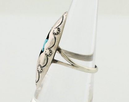 Navajo Ring 925 Silver Natural Blue Turquoise Native American Artist C.80's