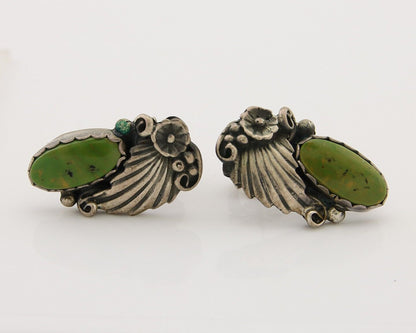 Navajo Handmade Earrings 925 Silver Natural Turquoise Native Artist C.80's