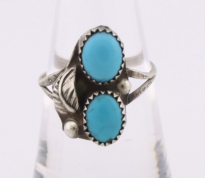 Navajo Ring 925 Silver Sleeping Beauty Turquoise Native American Artist C.80's