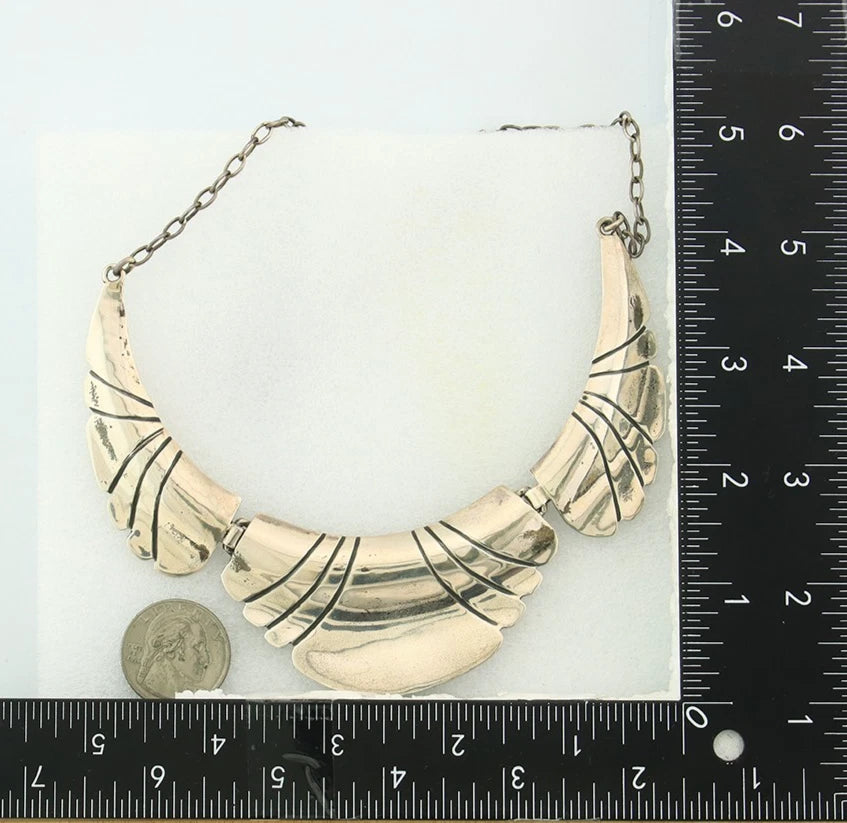 Navajo Necklace Sterling Silver Handmade Vintage Signed Montoya