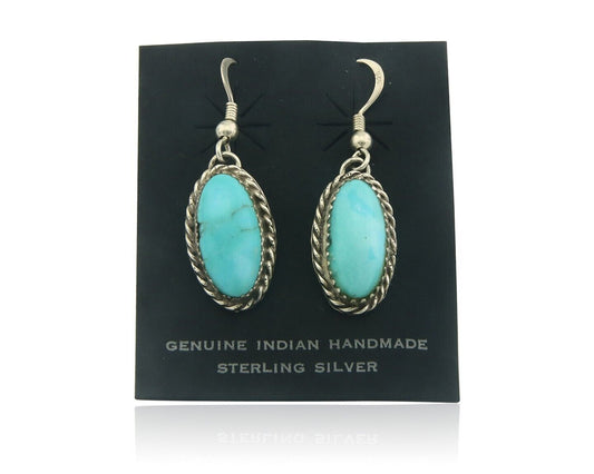 Navajo Earrings 925 Silver Natural Turquoise Artist Signed Davina Benally C.80's
