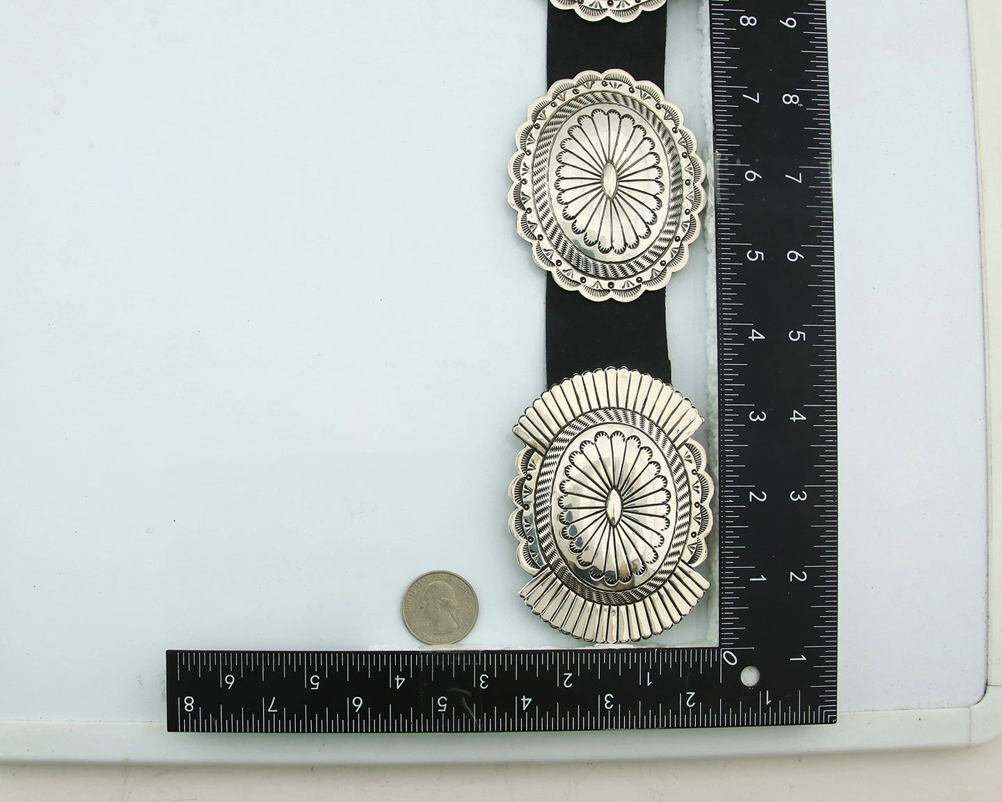 Navajo Concho Belt Sterling Silver Handmade Vintage Signed Suzie James