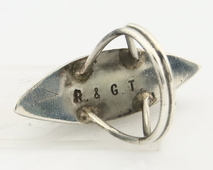 Vintage Zuni Ring 925 Sterling Silver Natural Gemstone Signed R & GT Size 6.0