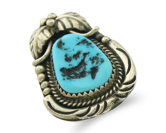 Vintage Navajo Ring Sterling Silver Authentic Turquoise Handmade Size 7.0