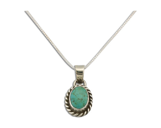 Navajo Necklace 925 Silver Natural Kingman Turquoise Native Artist C.2008