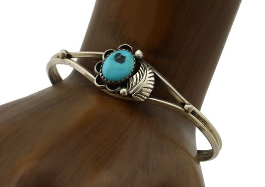 Navajo Handmade Bracelet 925 Silver Natural Blue Turquoise Native American C80s