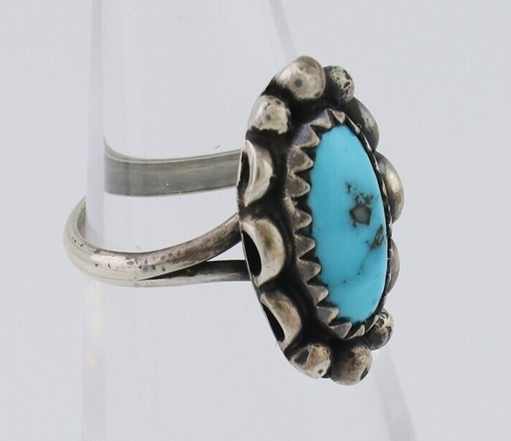 Navajo Handmade Ring 925 Silver Sleeping Beauty Turquoise Artist Signed SC C80s