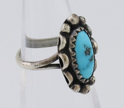 Navajo Handmade Ring 925 Silver Sleeping Beauty Turquoise Artist Signed SC C80s